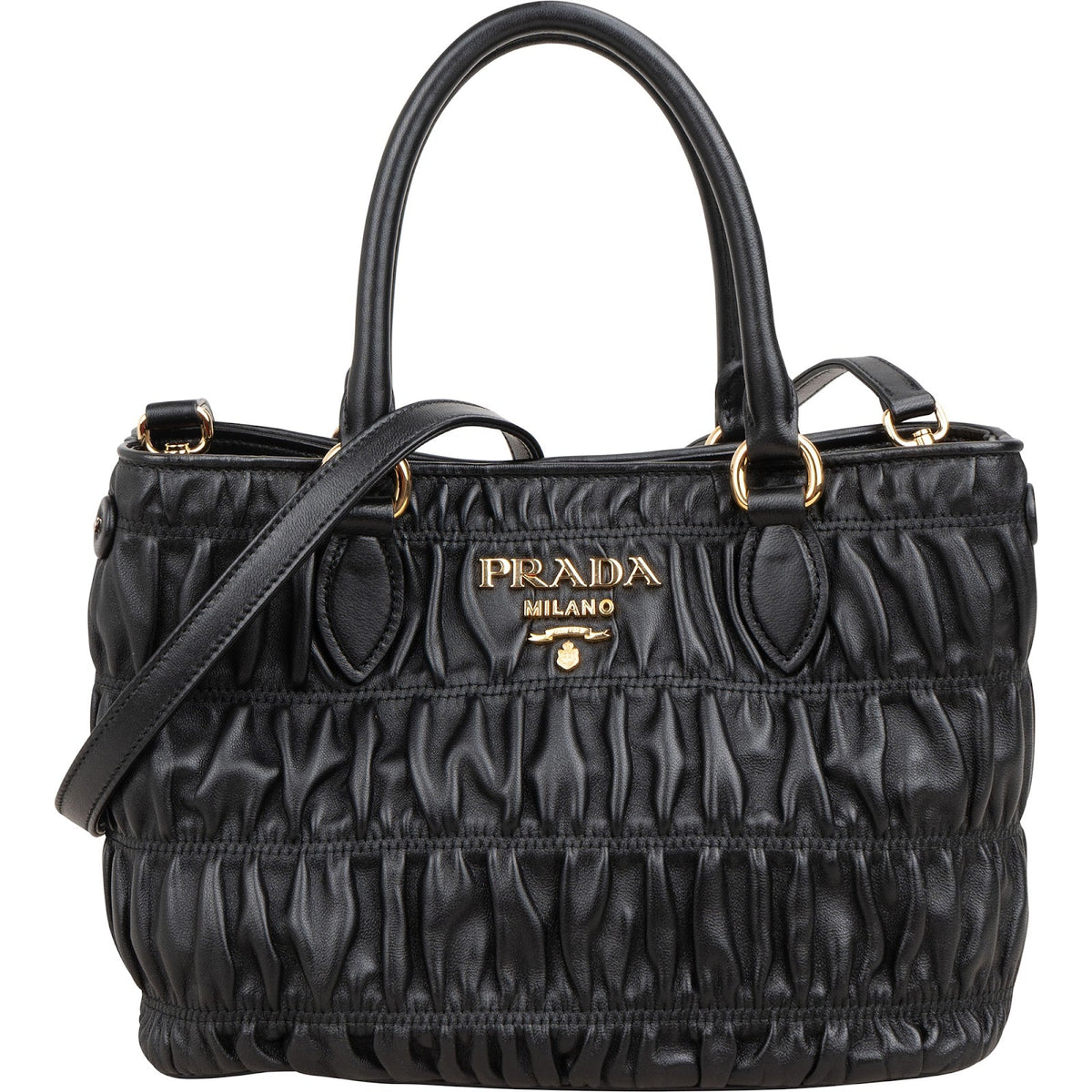 Petit sac à main cabas Prada Gaufre en cuir nappa matelassé