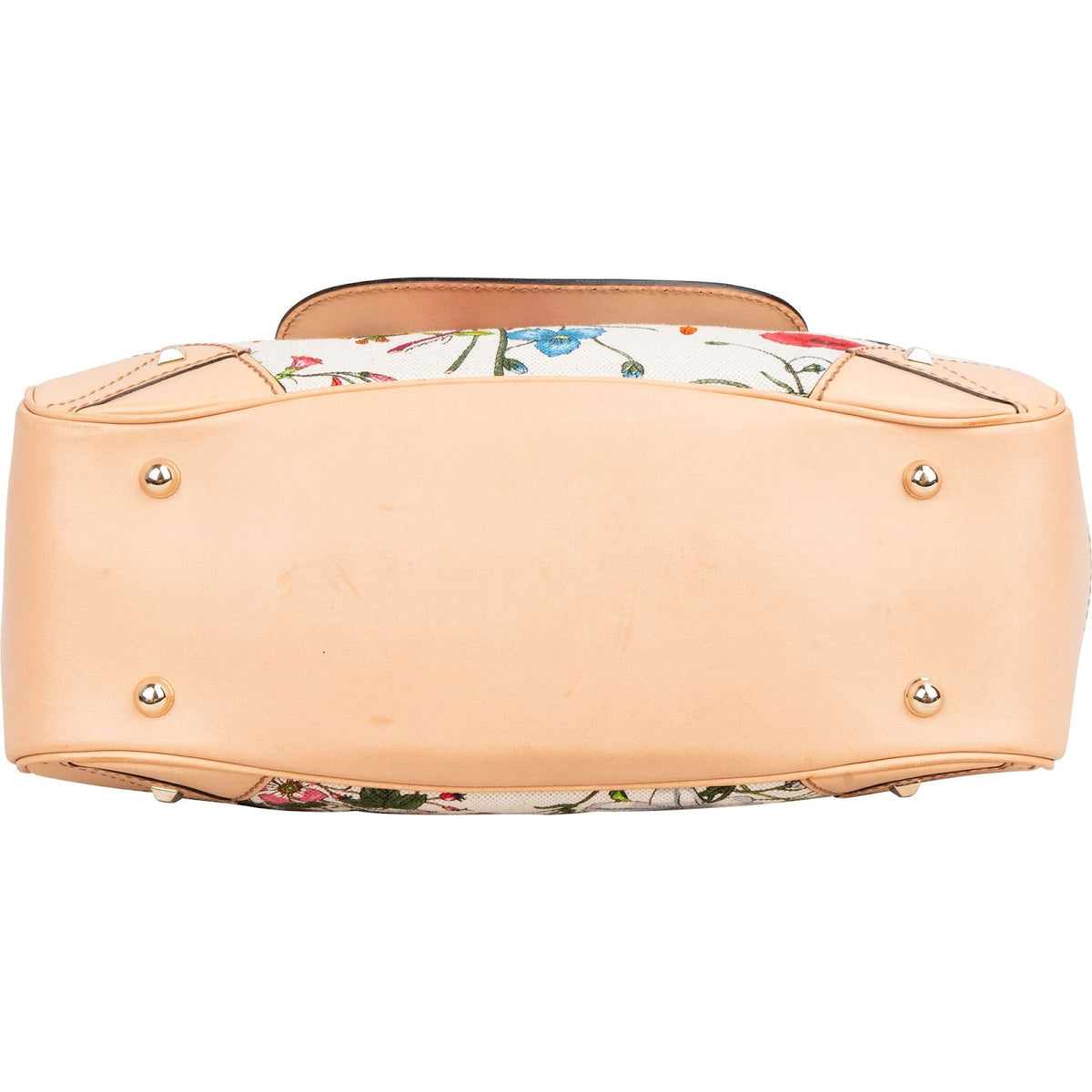 Gucci Rose Leder Flora Print Canvas Bamboo Henkeltasche, Bild 7 von 12