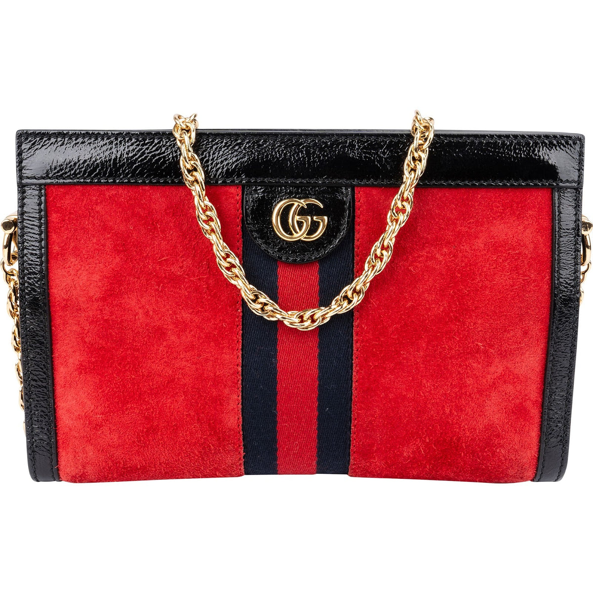 Sac bandoulière Ophidia Gucci en daim et cuir verni