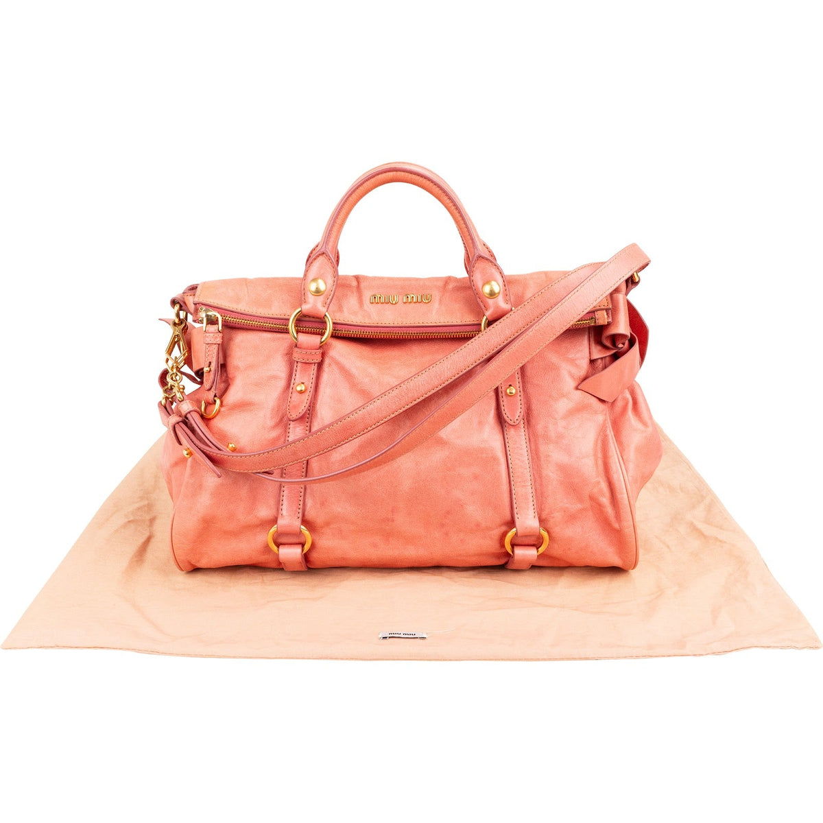 Miu Miu Rosa Vitello Lux Leder Bow Handtasche, Bild 2 von 12