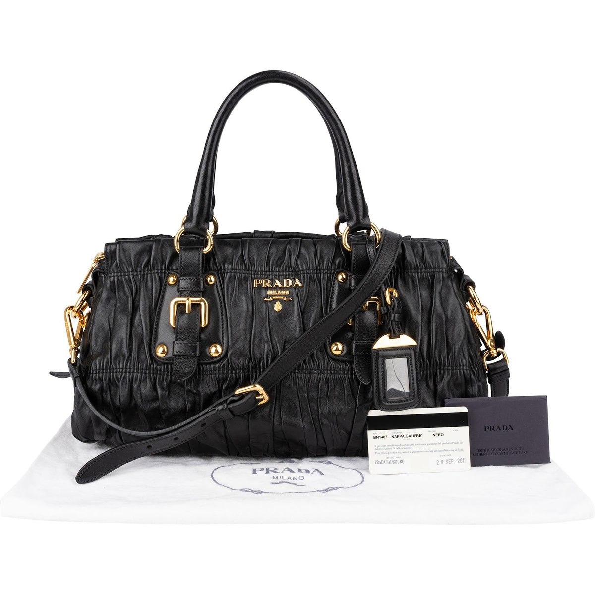 Prada Nappa Leder Gaufre Satchel Handtasche, Bild 2 von 12