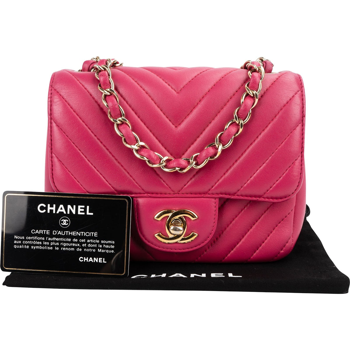 Borsa a tracolla Chanel Mini Flap rettangolare in pelle di agnello Chevron