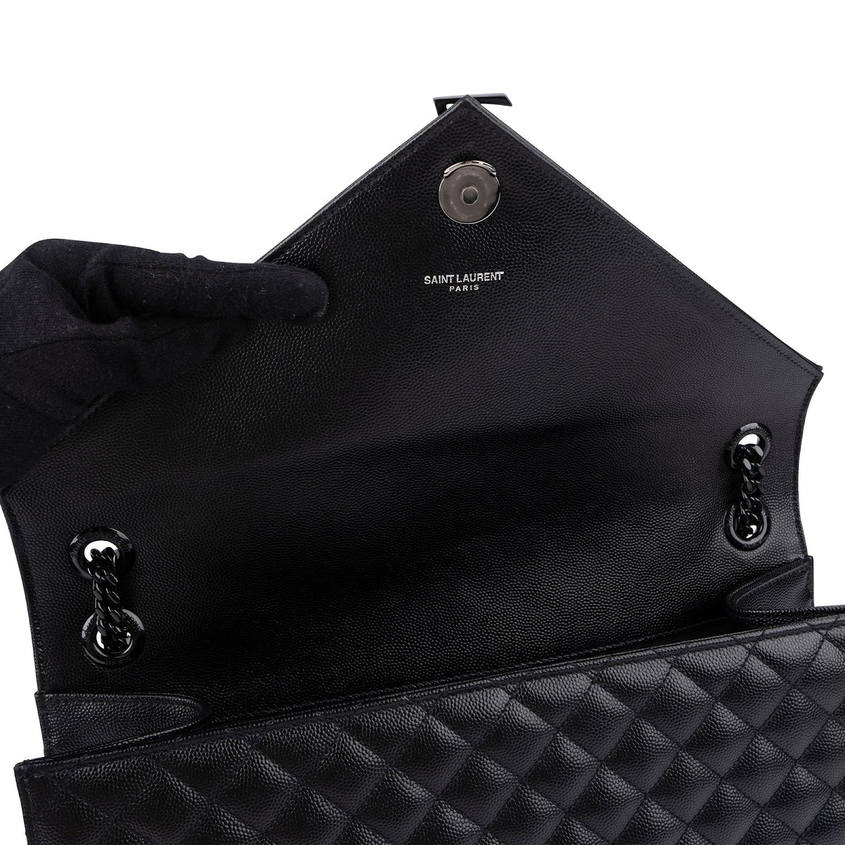 Borsa a tracolla grande Envelope Saint Laurent in pelle Grain de Poudre