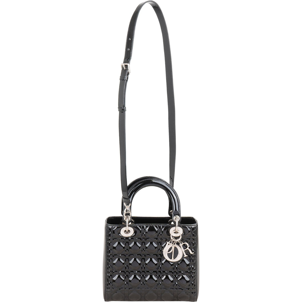 Cristian Dior Quilted Patent Cannage Lady Dior Handbag