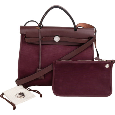 Hermès Classic Cotton Herbag 31 Maroon Zip Crossbody Handbag