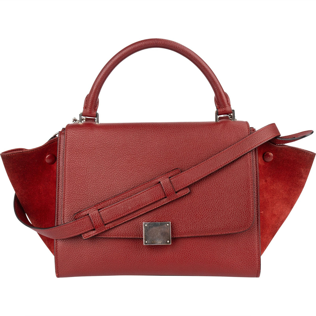 Borsa a mano Trapeze di Celine in pelle granata e camoscio