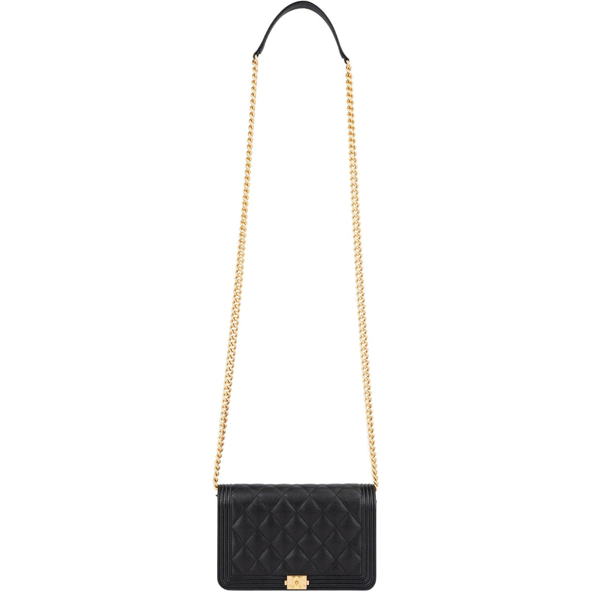 Bolso bandolera Chanel Boy Wallet On Chain de piel caviar acolchada
