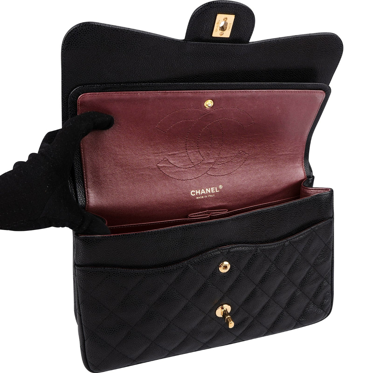 Chanel Caviar Leder Jumbo Double Flap Umhängetasche, Bild 13 von 15
