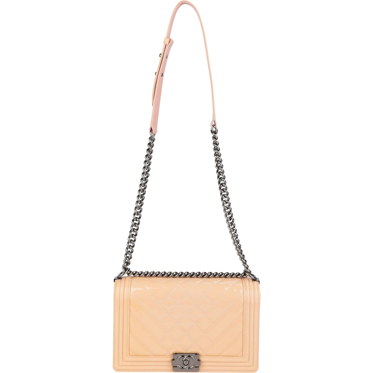 Chanel Boy Single Flap aus gestepptem Lackleder – Ansicht 11