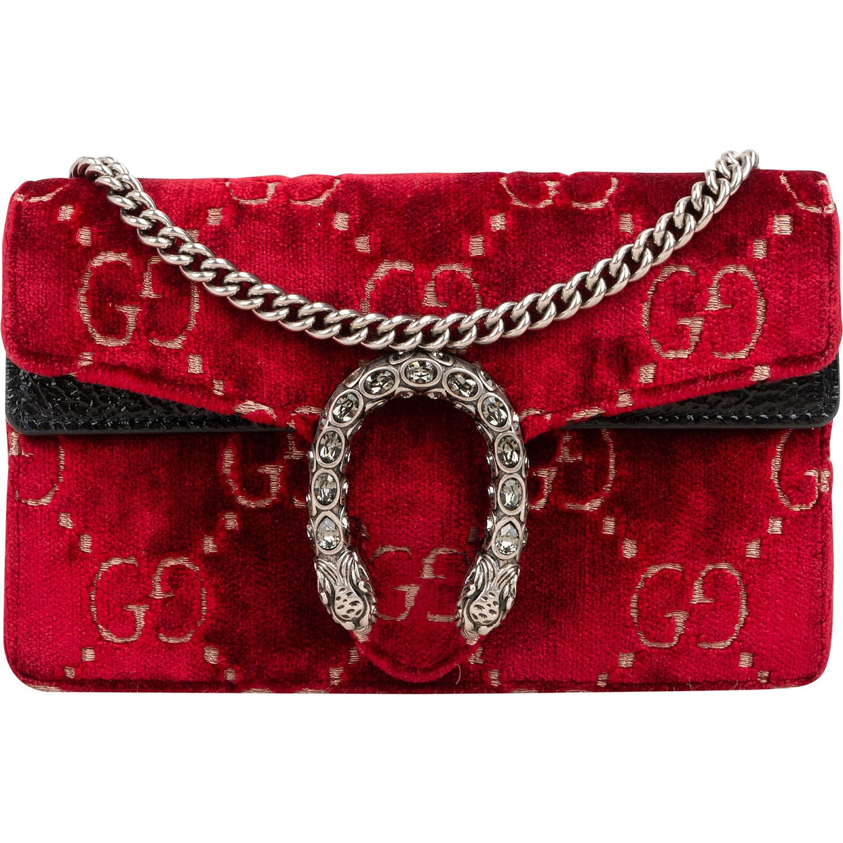 Gucci Dionysus Mini mit Kristallen aus GG Samt – Vorderansicht
