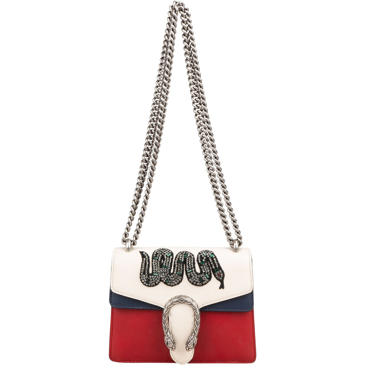 Gucci Tricolor Leather Dionysus Crystal Snake Small Crossbody Bag
