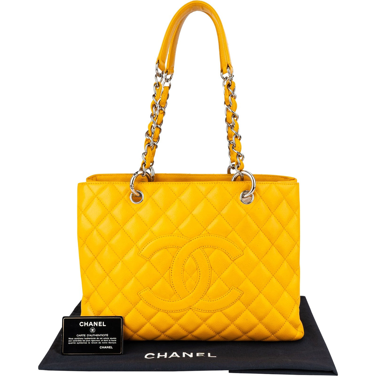 Chanel Maxi Grand Shopping CC Tote schoudertas van gewatteerd kaviaarkalfsleer