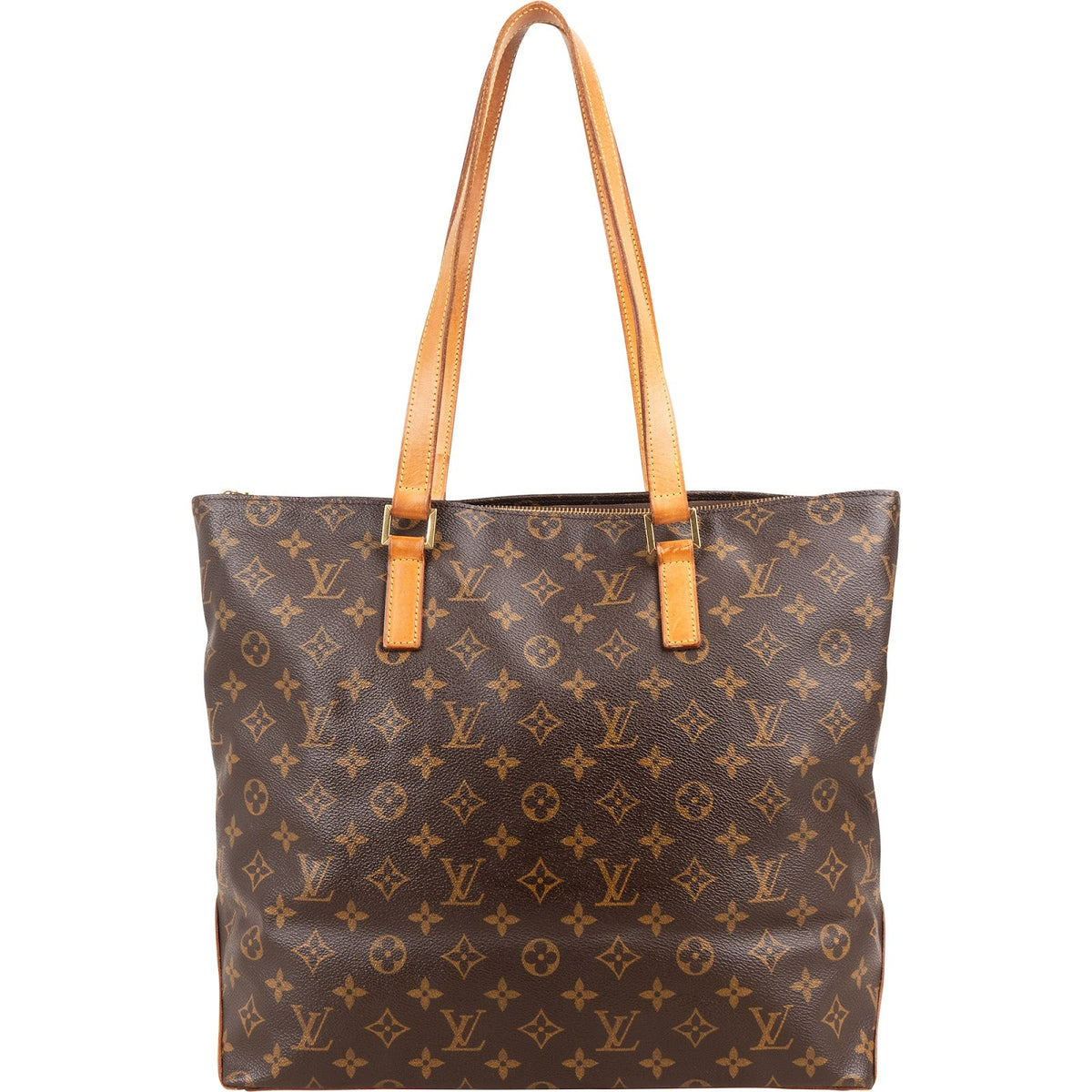 Louis Vuitton Monogram Canvas Cabas Mezzo aus Canvas und Vachetta-Leder – Vorderansicht