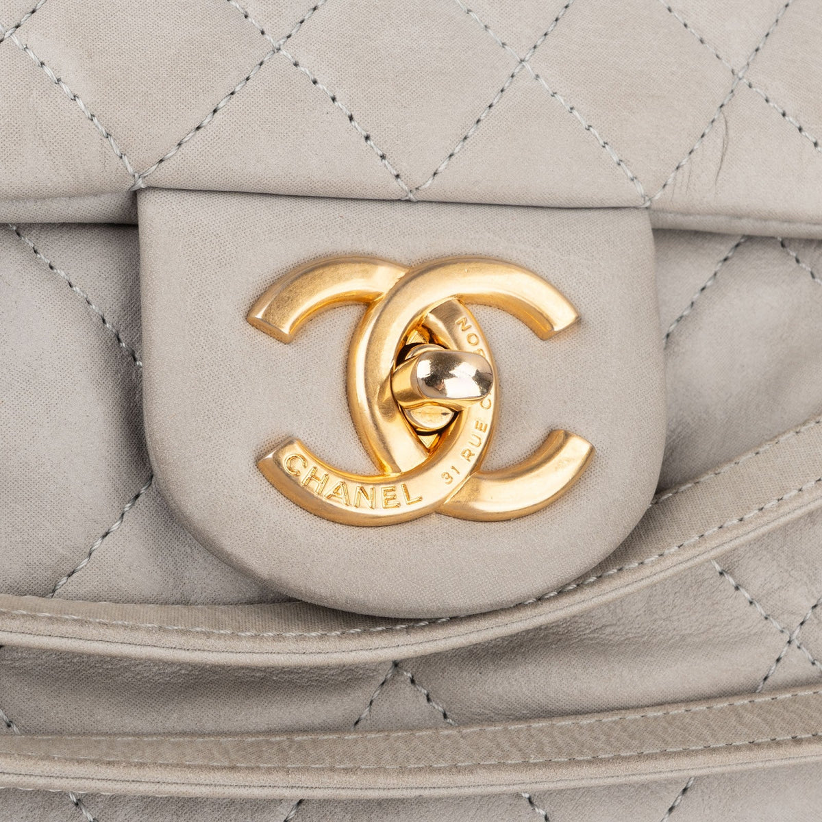Chanel Quilted Nubuc Easy Single Flap Shoulder Bag