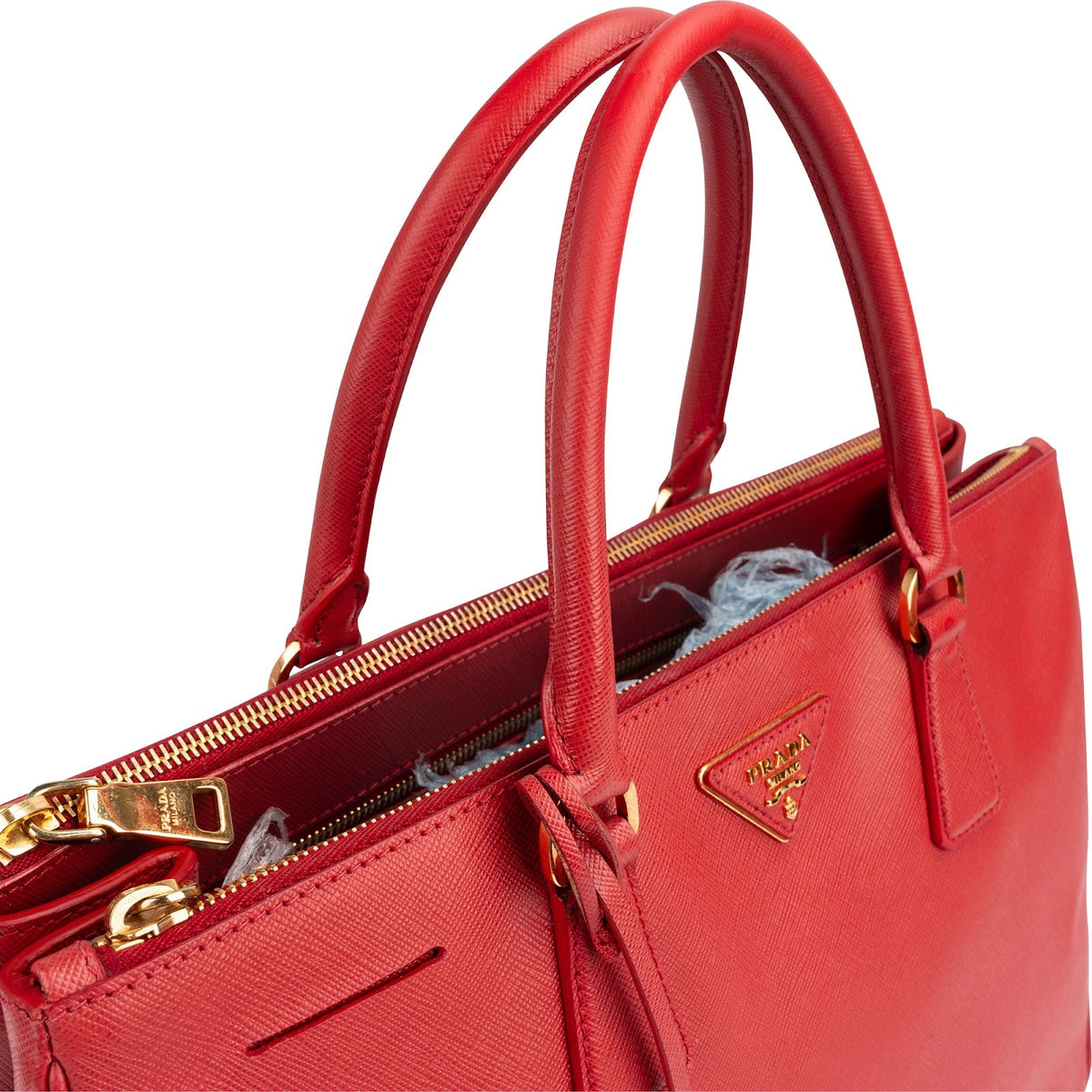 Prada Galleria Tote aus rotem Saffiano-Leder – Ansicht 3
