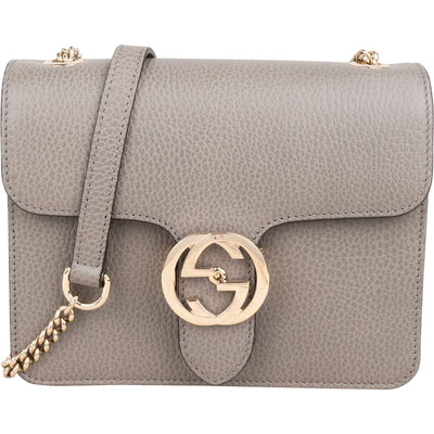 Gucci generfde lederen Interlocking GG Small crossbody tas