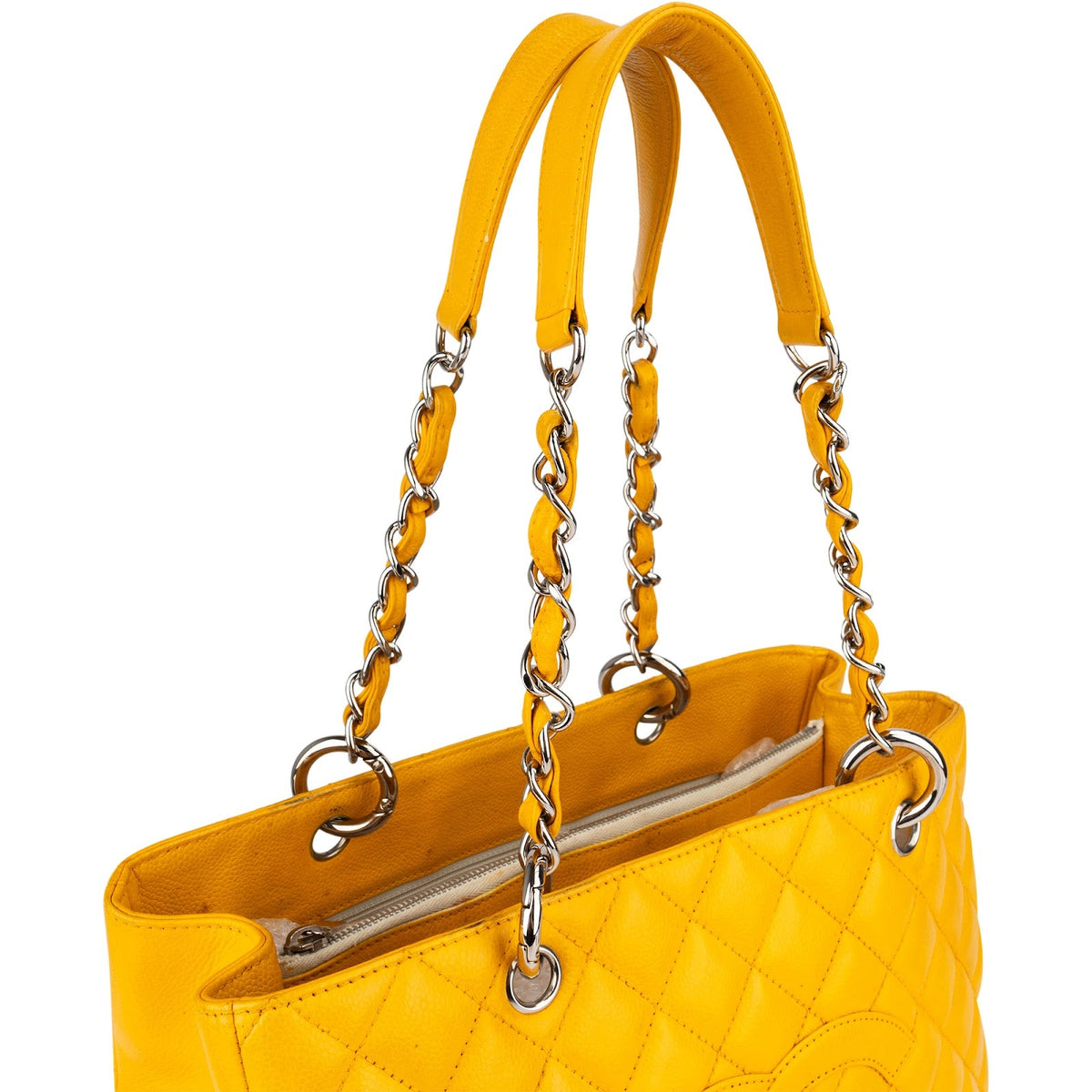 Chanel Maxi Grand Shopping CC Tote schoudertas van gewatteerd kaviaarkalfsleer