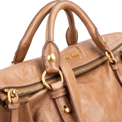 Miu Miu bruine leren Vitello Lux schoudertas met strik