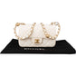 Sac bandoulière Chanel Mini Rectangular à rabat simple en cuir d'agneau matelassé avec perles
