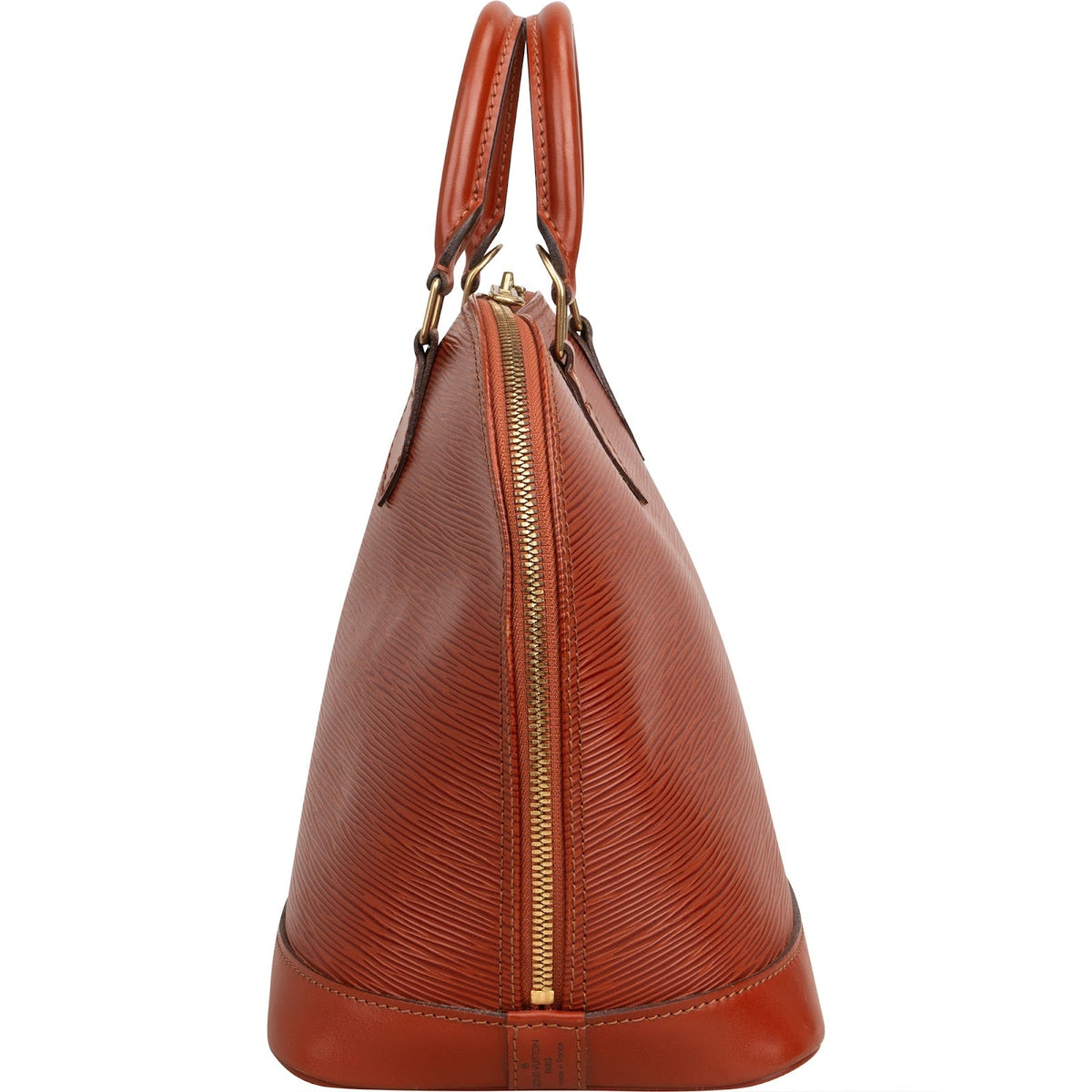 Borsa a mano Louis Vuitton Alma PM in pelle Epi color cognac