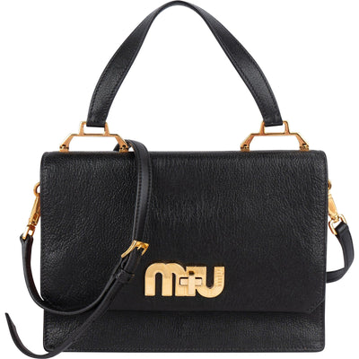 Miu Miu Zwarte Madras Leren Handtas met Hengsel en Schouderband
