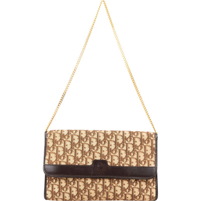 Bolso de hombro vintage con cadena Christian Dior en lona Monogram Oblique