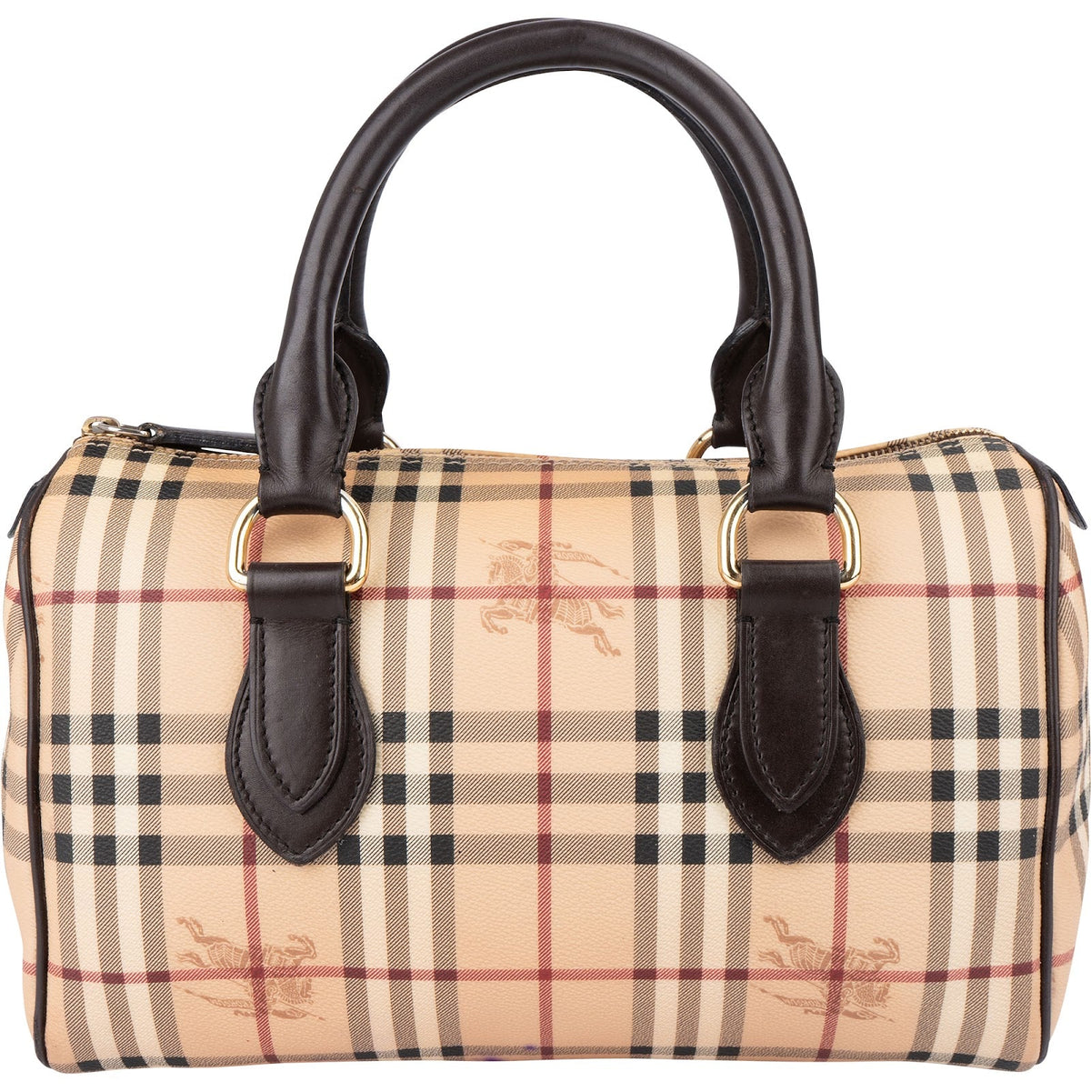 Burberry Haymarket Check Coated Canvas Boston 30 aus Coated Canvas und Leder – Vorderansicht