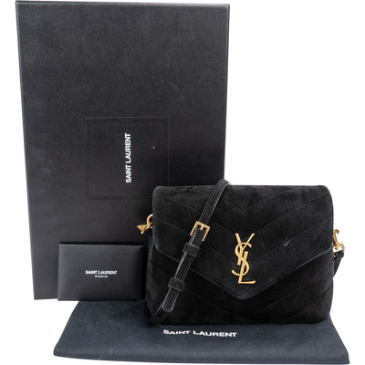 Yves Saint Laurent Quilted Suede Mini Loulou Puffer Crossbody Bag