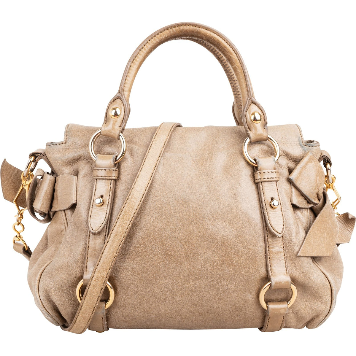 Miu Miu Vitello Lux Leder Bow Small Satchel Handtasche, Bild 4 von 11