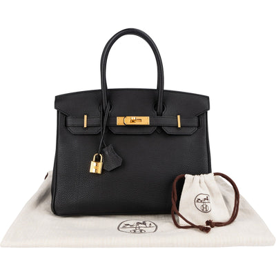 Hermès Black Togo Leather Gold Birkin 30 Handbag (2015)