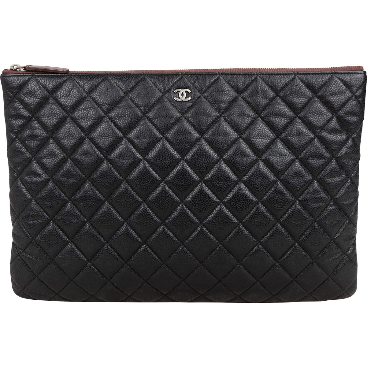 Chanel zwarte gewatteerde Caviar lederen CC handtas
