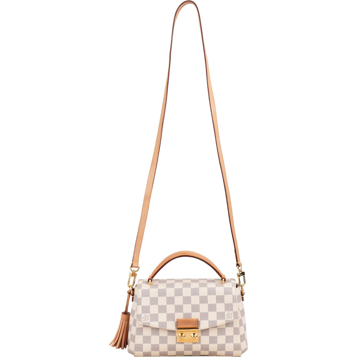 Borsa a mano Louis Vuitton modello Croisette in tela Monogram Damier Azur