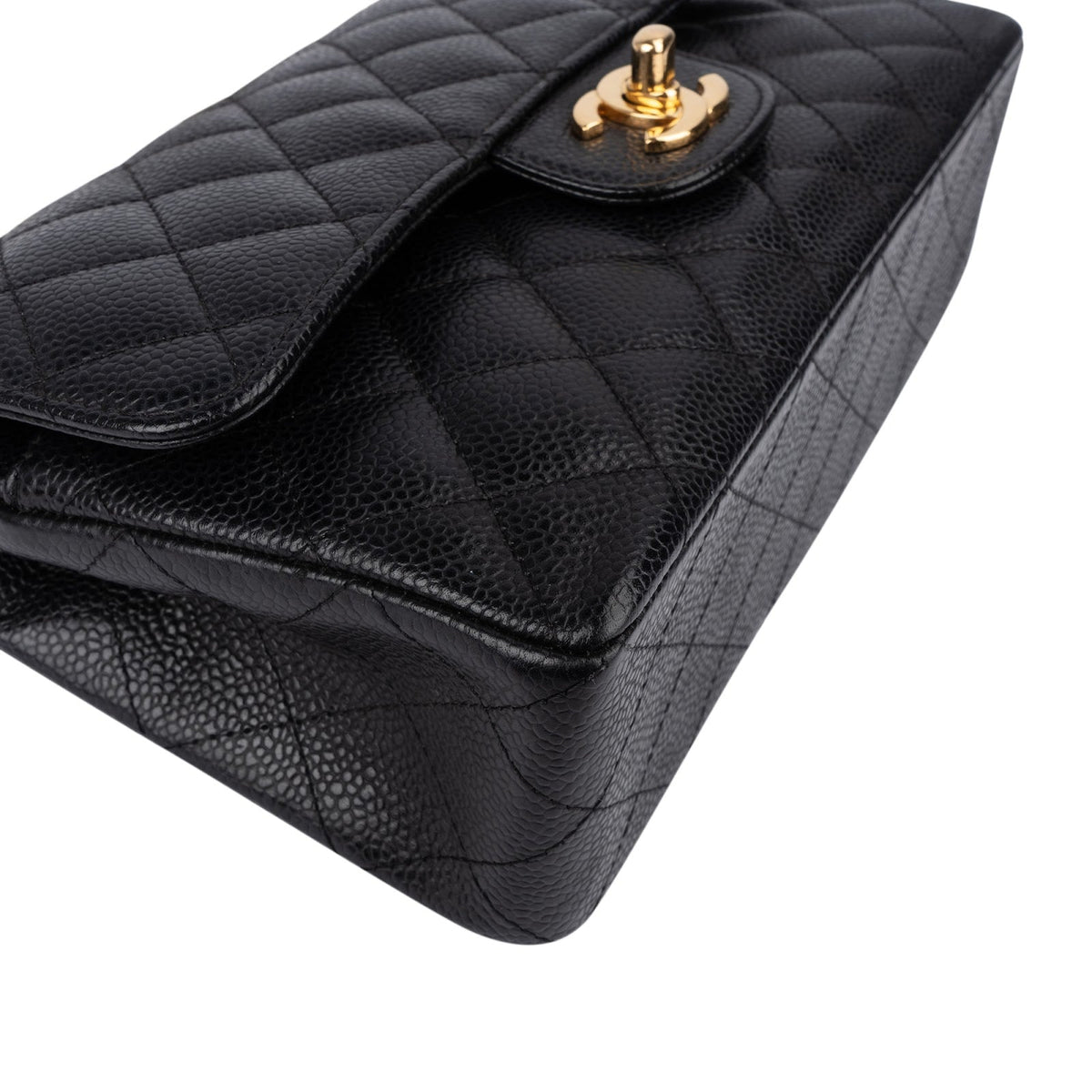 Sac à bandoulière Chanel Small Double Flap en cuir caviar matelassé doré