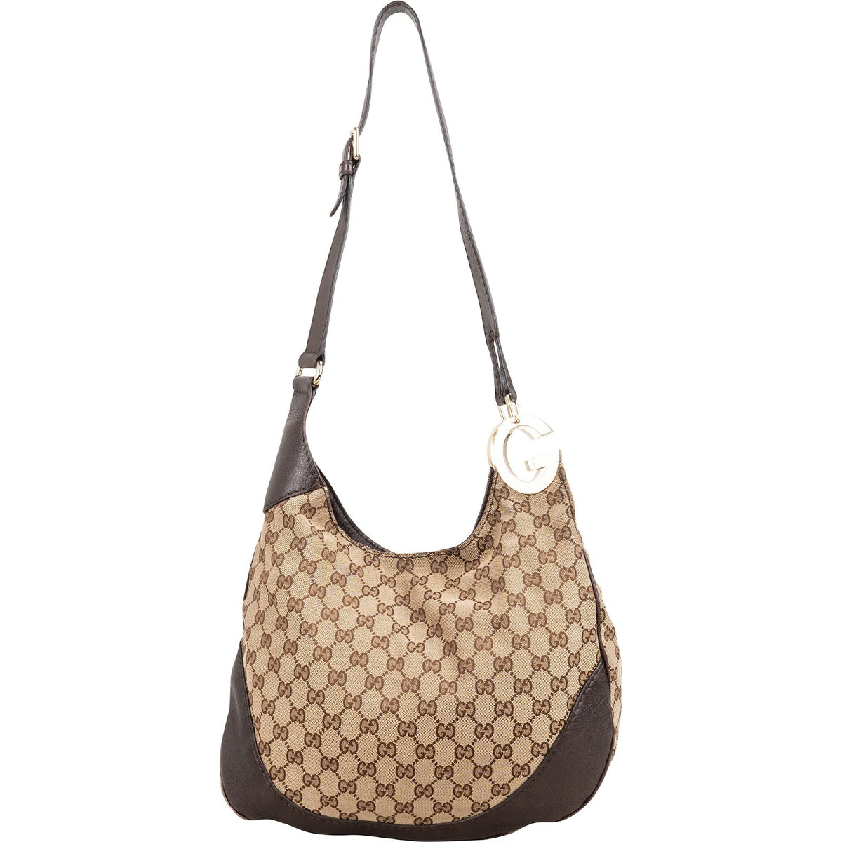 Gucci Monogram GG Canvas Britt Hobo aus Canvas und Leder – Vorderansicht