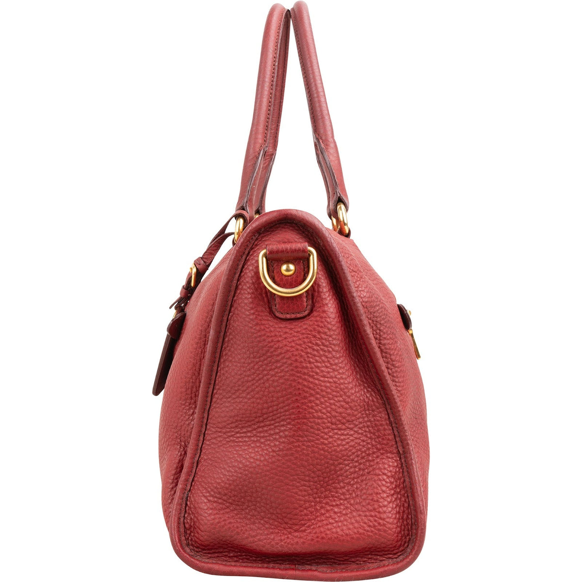 Prada Rot Vitello Daino Leder Satchel City Handtasche, Bild 5 von 10