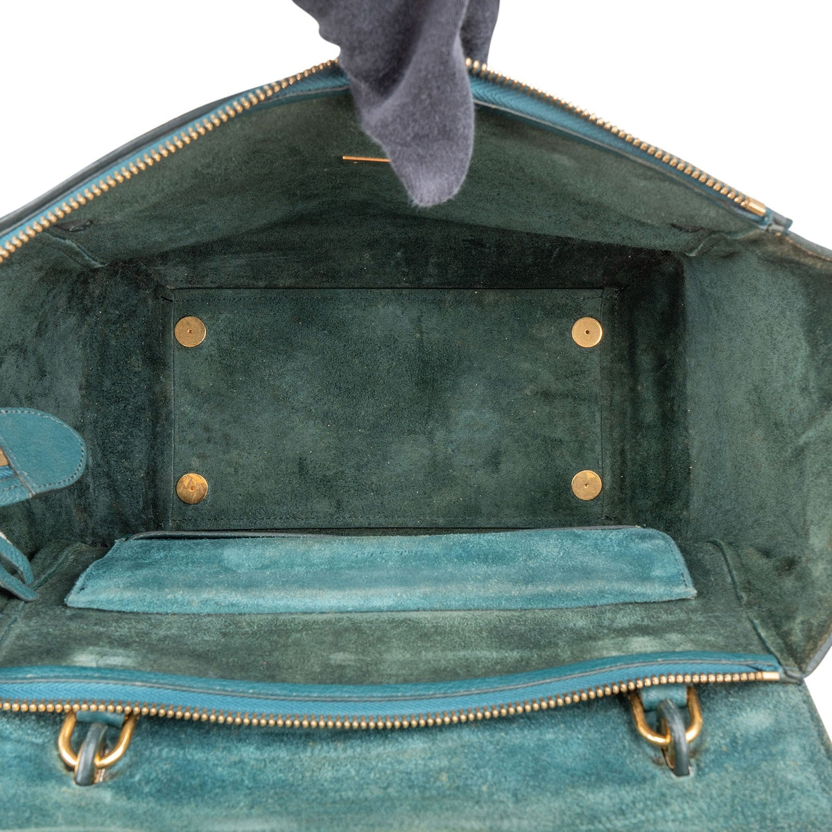 Borsa a mano Céline in pelle di vitello granata color petrolio