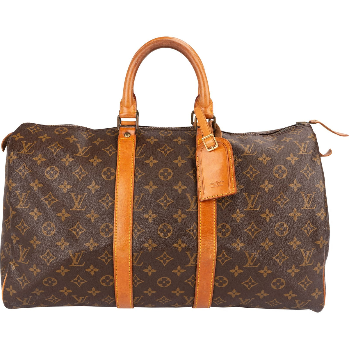 Louis Vuitton Monogram Canvas Keepall 45 aus Canvas und Vachetta-Leder – Vorderansicht