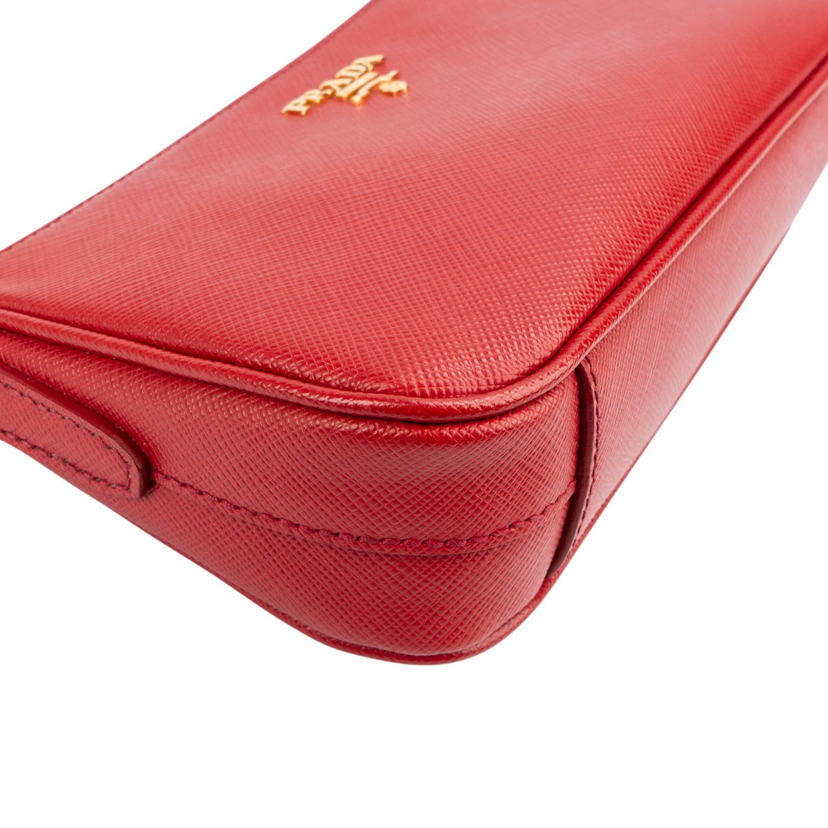 Prada Red Saffiano Leather Zip Mini Handbag