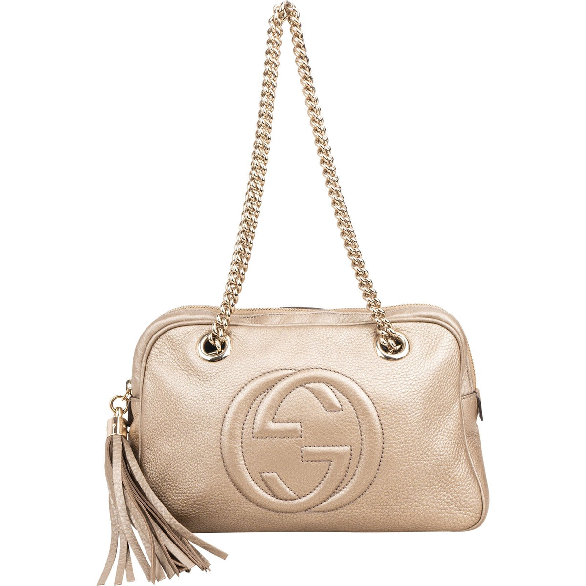 Bolso de hombro Gucci Soho GG en piel metalizada