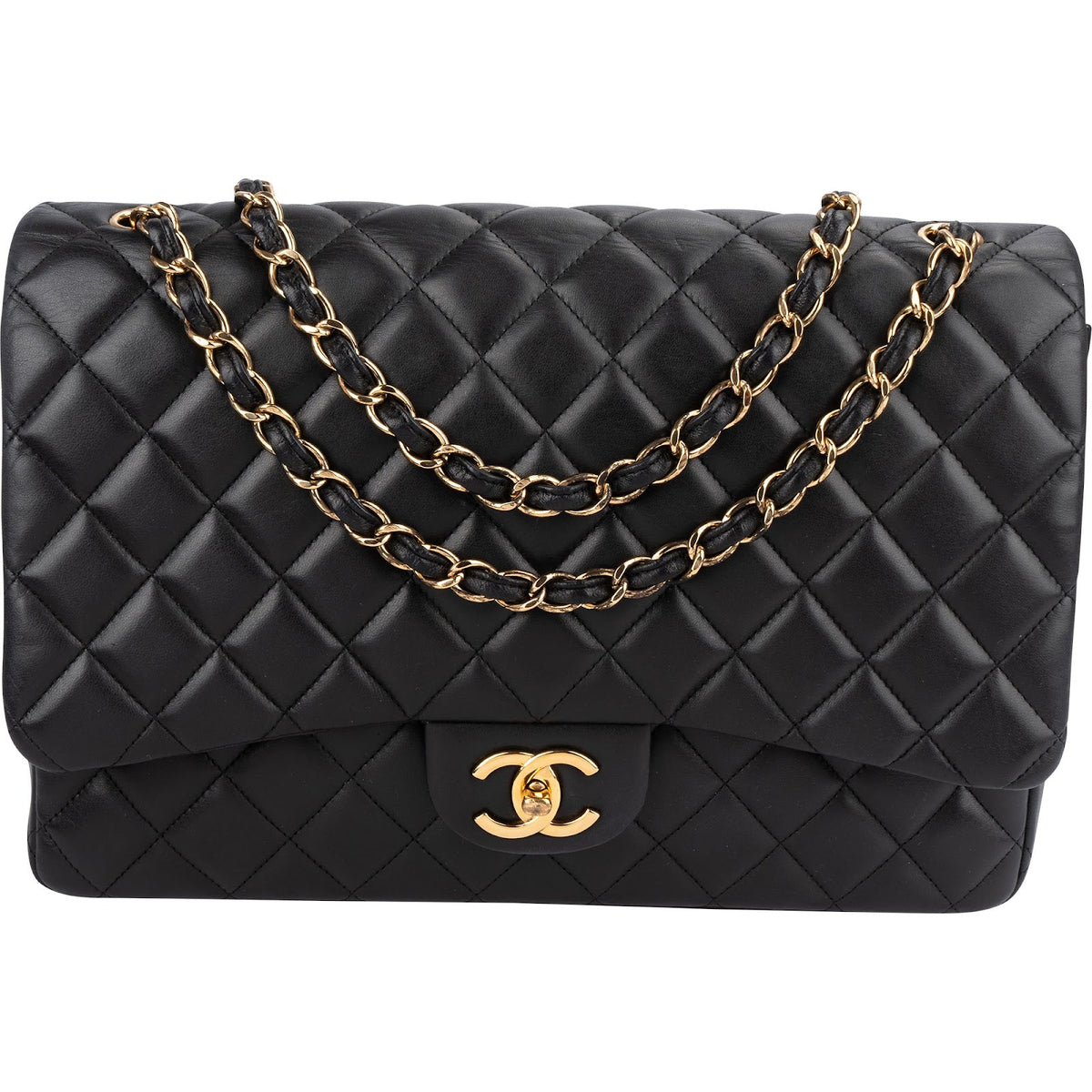Bolso bandolera Chanel Maxi Double Flap de piel de cordero acolchada
