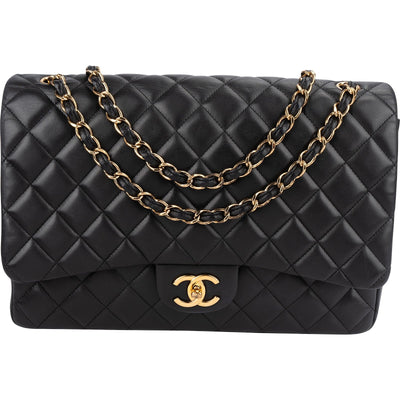 Chanel Quilted Lambskin Maxi Double Flap Crossbody Bag