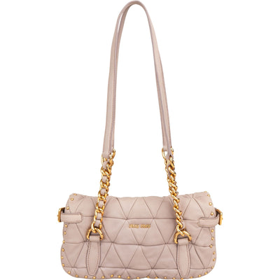 Miu Miu Quilted Nappa Leather Studded Turnlock Shoulder Bag
