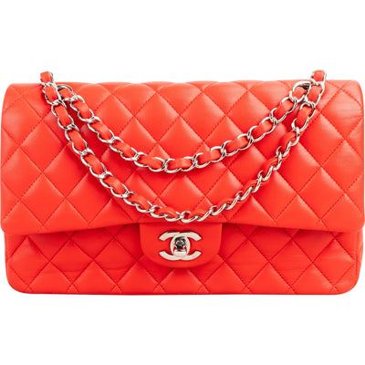 Chanel Quilted Lambskin Palladium Medium Double Flap Shoulder Bag