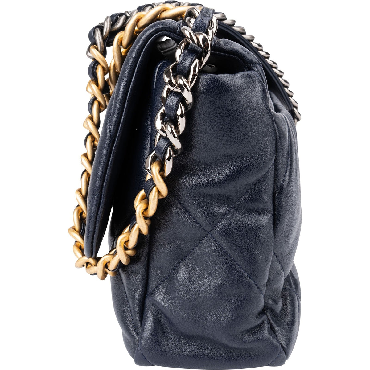 Grand sac bandoulière Chanel 19 en cuir d'agneau matelassé
