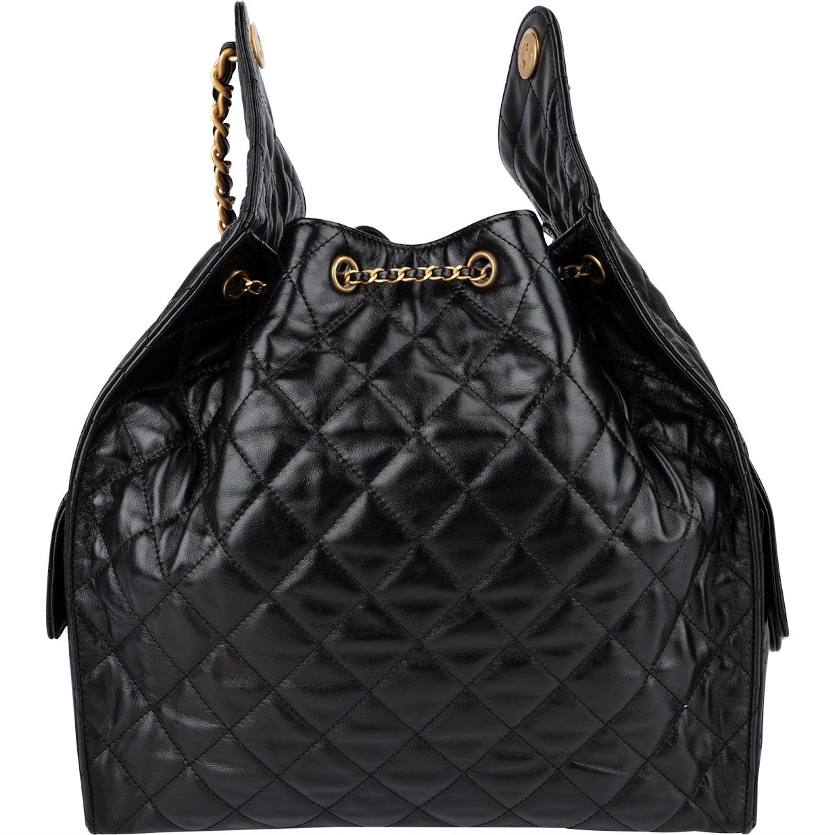 Chanel 25 Medium gewatteerde lamsleren bucket-schoudertas met trekkoord