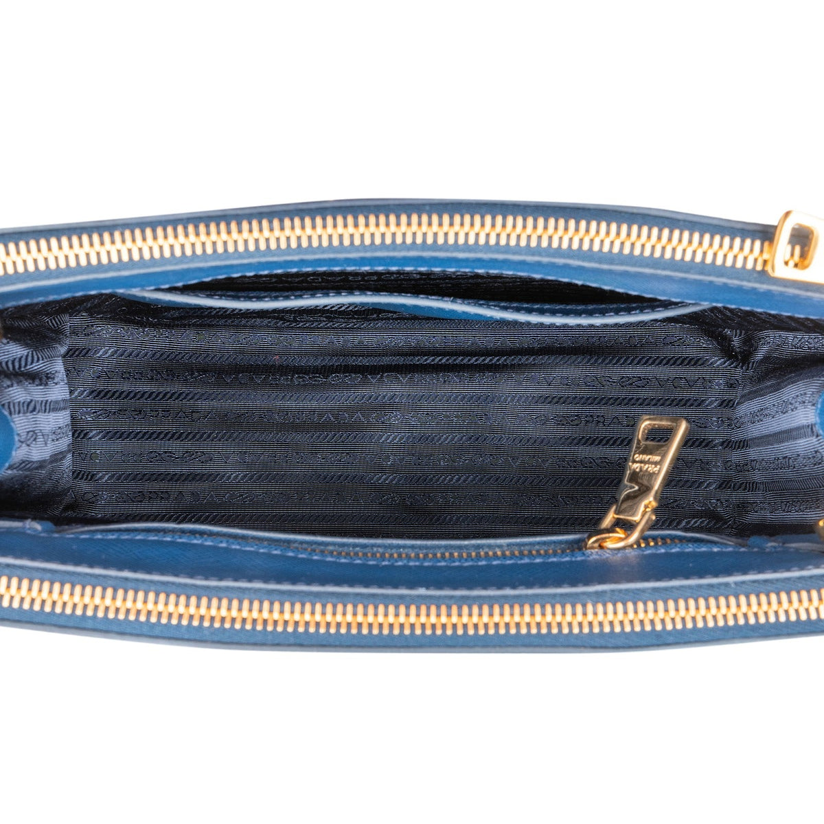 Borsa a mano Prada Small Galleria in pelle Saffiano blu