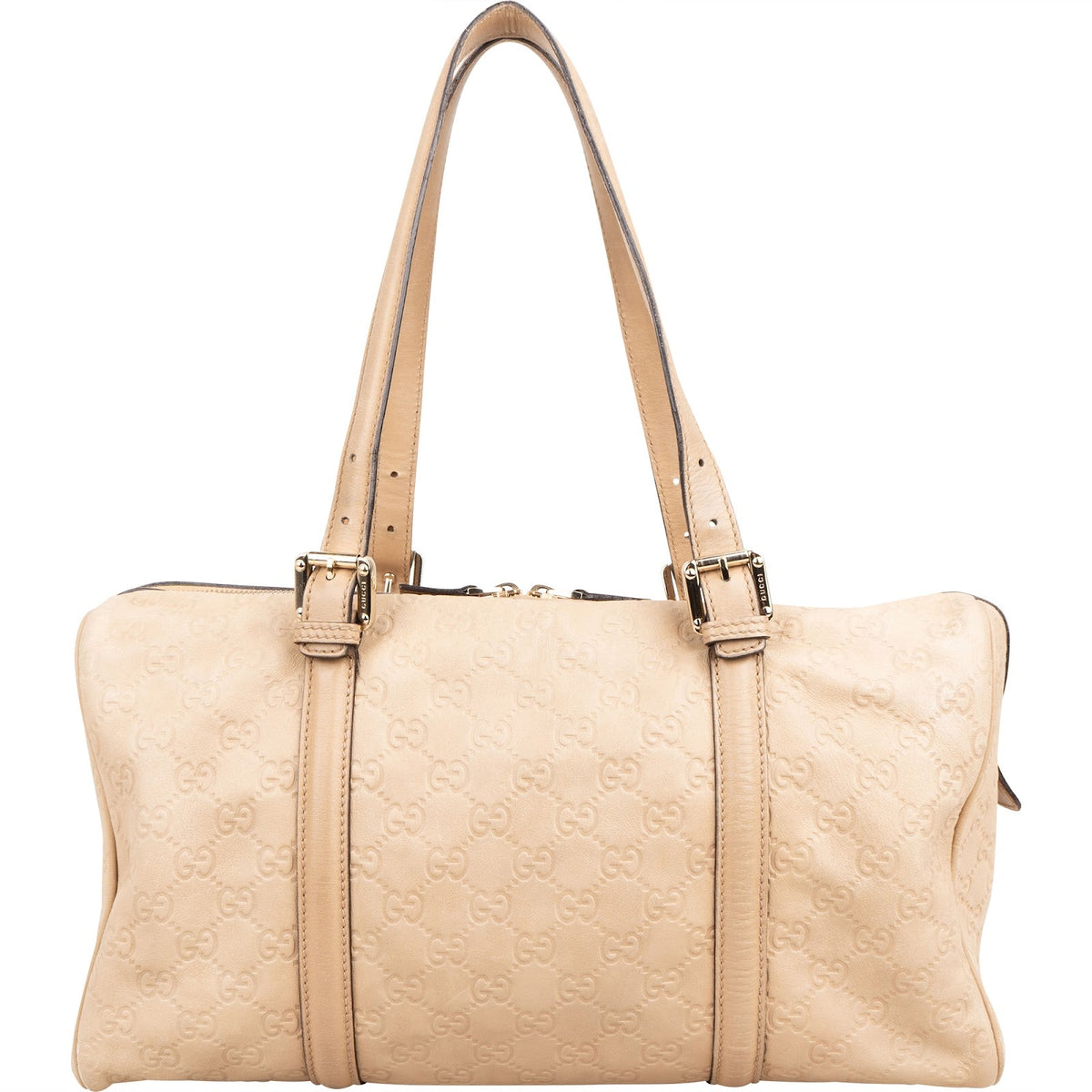 Bolso de hombro Gucci Boston Web GG en piel Guccissima beige