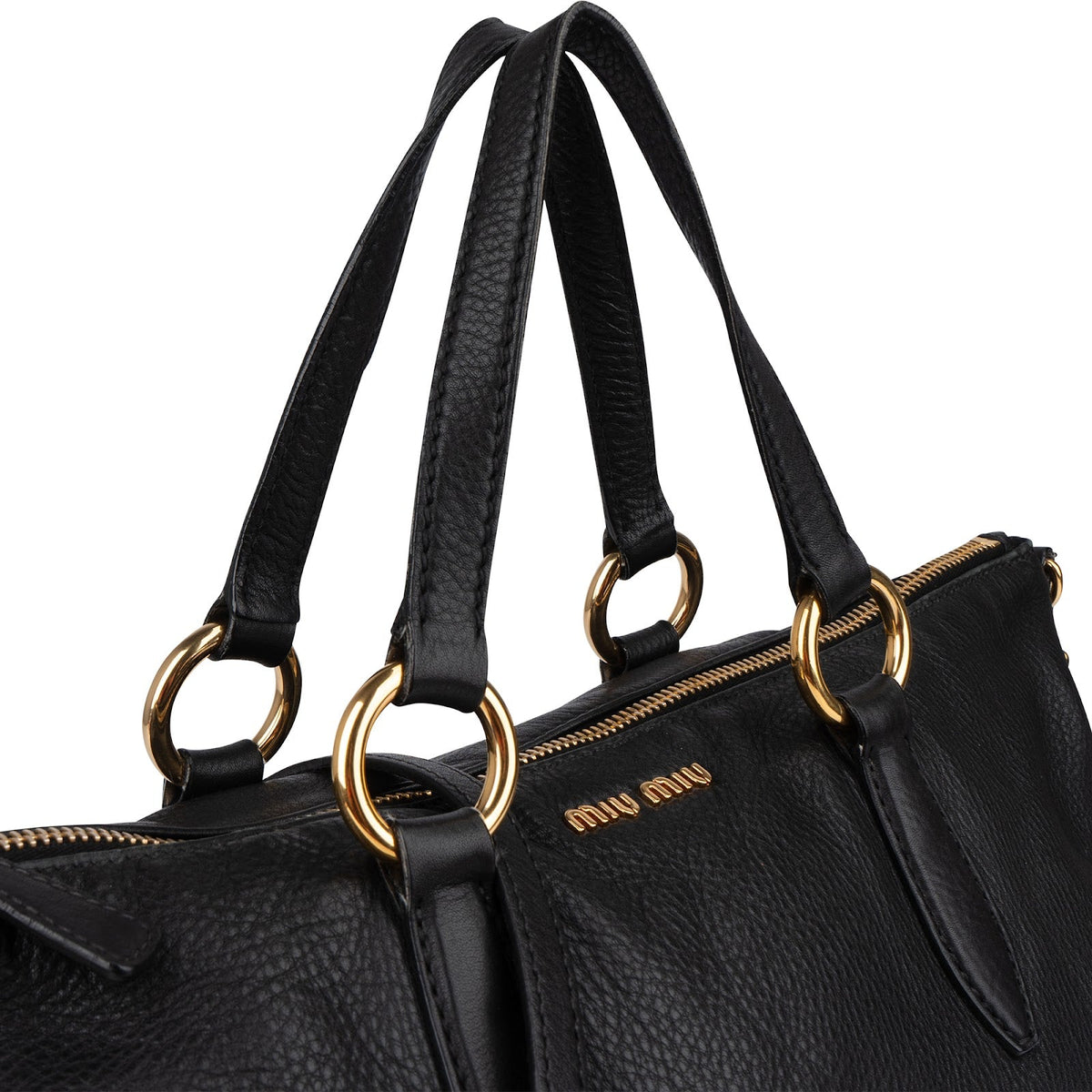 Miu Miu Black leather Vitello Lux Daino Handbag