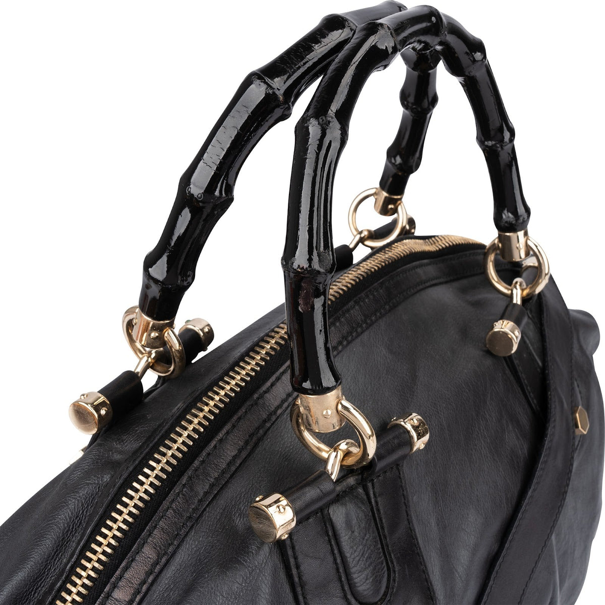 Gucci Schwarz Leder New Bamboo Henkeltasche Bowling, Bild 3 von 12