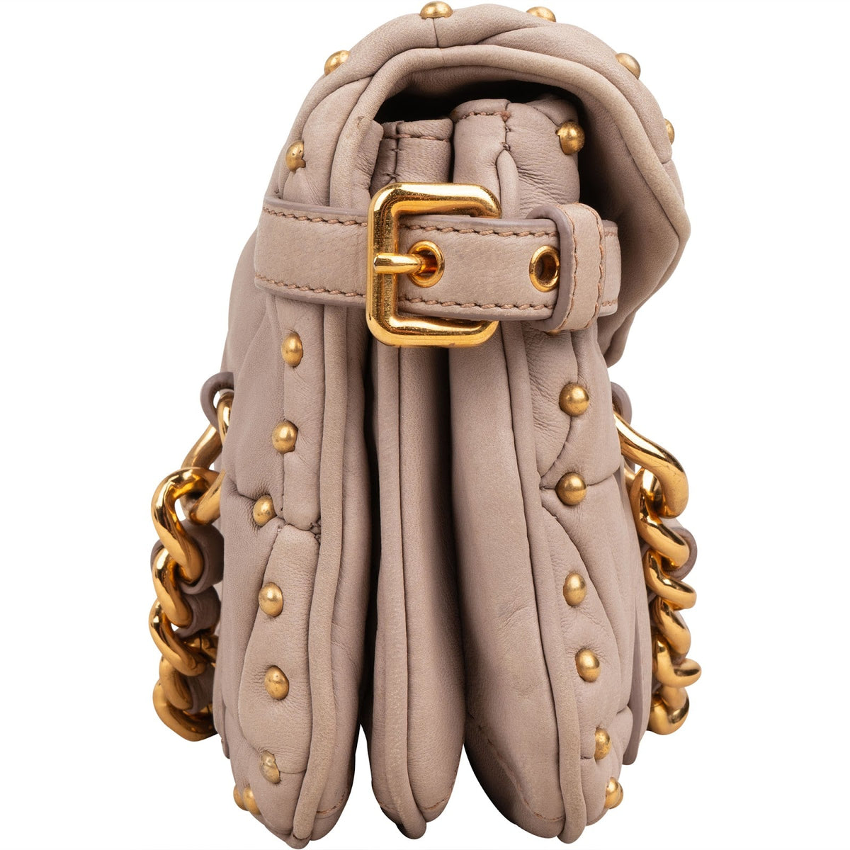 Miu Miu gewatteerde Nappa lederen met studs Turnlock schoudertas